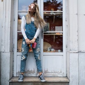 ‘Tom Tailor Denim’ Ripped Denim Overalls